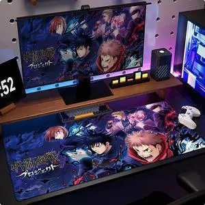 Anime Jujutsu Kaisen mouse pad  Extended Gaming Mouse Pad with Stitched Edges, Large Mouse pad with Non-Slip Rubber Base for Work & Gaming, Office & Home, 35.4x15.7inch
