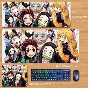 Anime Demon Slayer mouse pad Extended Gaming Mouse Pad with Stitched Edges, Large Mouse pad with Non-Slip Rubber Base for Work & Gaming, Office & Home 300*250mm