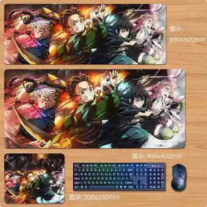 Anime Demon Slayer mouse pad Extended Gaming Mouse Pad with Stitched Edges, Large Mouse pad with Non-Slip Rubber Base for Work & Gaming, Office & Home 900*400MM 300*250mm