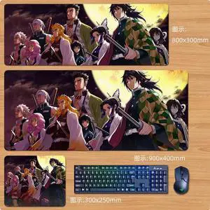 Anime Demon Slayer mouse pad Extended Gaming Mouse Pad with Stitched Edges,  Large Mouse pad with Non-Slip Rubber Base for Work & Gaming, Office & Home 300*250mm