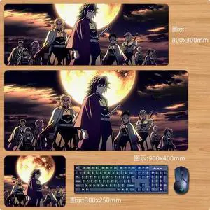 Anime Demon Slayer mouse pad Extended Gaming Mouse Pad with Stitched Edges,  Large Mouse pad with Non-Slip Rubber Base for Work & Gaming, Office & Home 300*250mm