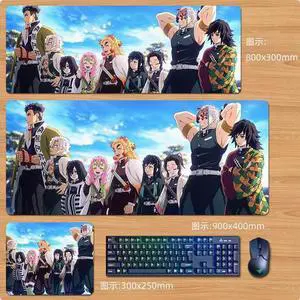 Anime Demon Slayer mouse pad Extended Gaming Mouse Pad with Stitched Edges,  Large Mouse pad with Non-Slip Rubber Base for Work & Gaming, Office & Home 300*250mm