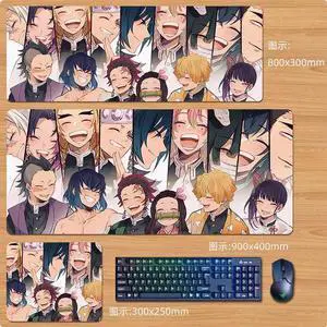Anime Demon Slayer mouse pad Extended Gaming Mouse Pad with Stitched Edges,  Large Mouse pad with Non-Slip Rubber Base for Work & Gaming, Office & Home 300*250mm