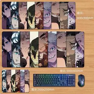 Anime Demon Slayer mouse pad Extended Gaming Mouse Pad with Stitched Edges,  Large Mouse pad with Non-Slip Rubber Base for Work & Gaming, Office & Home 300*250mm
