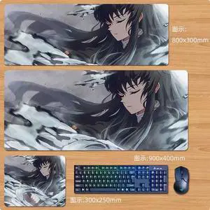 Anime Demon Slayer Tokitou Muichirou mouse pad Extended Gaming Mouse Pad with Stitched Edges,  Large Mouse pad with Non-Slip Rubber Base for Work & Gaming, Office & Home 300*250mm