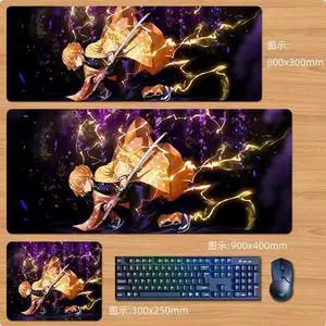Anime Demon Slayer mouse pad Extended Gaming Mouse Pad with Stitched Edges,  Large Mouse pad with Non-Slip Rubber Base for Work & Gaming, Office & Home 300*250mm