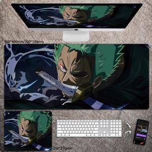 Anime One Piece Zoro mouse pad Extended Gaming Mouse Pad with Stitched Edges,  Large Mouse pad with Non-Slip Rubber Base for Work & Gaming, Office & Home 300*250mm