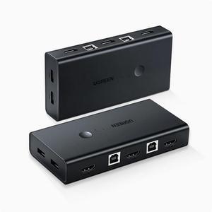 UGreen kvm switcher hdmi two in one out four in one set of keyboard and mouse control two computers 2 dual hosts share a monitor with multiple usb shared synchronous allocation screen cutter