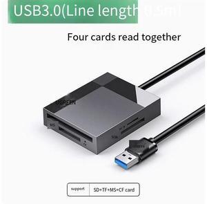 UGREEN High-speed Card reader USB3.0 4-in-1 multi-function SD/CF/TF/MS card simultaneously reads multi-function Typ for in-car otg camera memory SLR camera Truck mobile phone computer