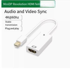 4K 60HZ Mini to HDMI adapter is suitable for Apple notebook and 4K TV display projector Mini dp converter Thunder macbook video connection converter computer White