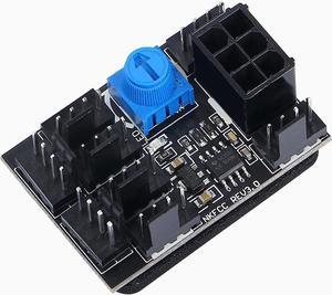 MEIRIYFA 3 Pin 4 Pin Fan Adapter PWM PC Chassis Cooling Fan Hub 8 Way Splitter DC12V Speed Controller with 6 Pin Power Port,Chassis Fan Pressure Regulating Governor