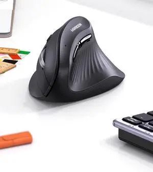 UGREEN 2.4G wireless ergonomic mouse, wireless Bluetooth, silent office, hand-protecting laptop, upright vertical mouse
