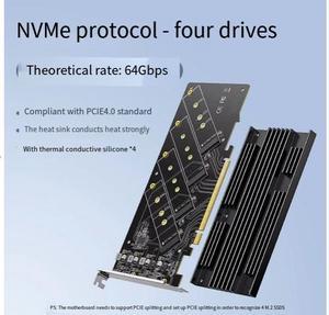 UGREEN PCIE to M2 expansion card 64Gbps rate nvme solid-state drive enclosure m.2 adapter card 4 bves