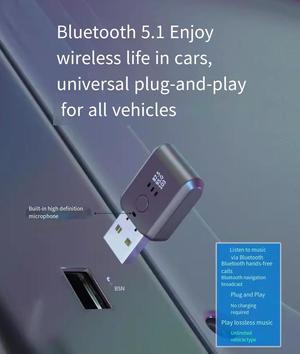 Bluetooth 5.1 Wireless car universal usb Bluetooth receiver, lossless mp3 player, FM transmitter, music adapter converter