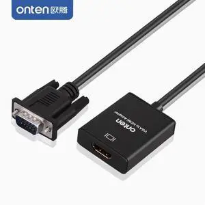 The ONTEN VGA to HDMI high-definition connector, computer converter and projector cable adapter are suitable for audio and video monitoring of monitors