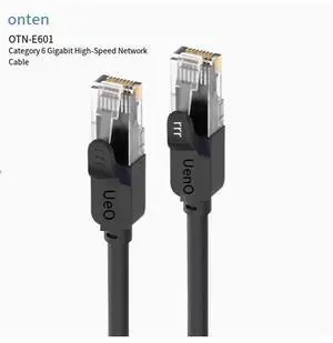 ONTEN Home Super 6 Category Gigabit router, high-speed computer host broadband connection cable, indoor and outdoor engineering pre-embedded decoration network cable 4.92 ft. Black