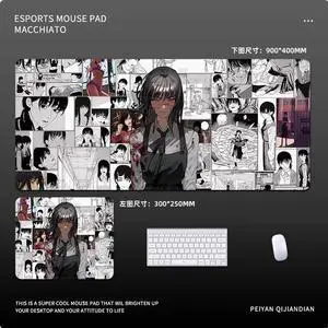 Chainsaw Man anime Mitaka Asa mouse pad Extended Gaming Mouse Pad with Stitched Edges,  Large Mouse pad with Non-Slip Rubber Base for Work & Gaming, Office & Home,