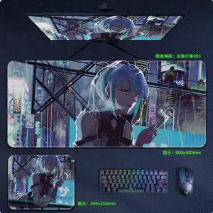 Cyberpunk:Edgerunners anime mouse pad Extended Gaming Mouse Pad with Stitched Edges Large Mouse pad with Non-Slip Rubber Base for Work & Gaming, Offi ce & Home,