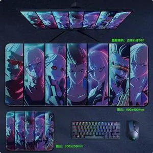 Cyberpunk:Edgerunners anime mouse pad Extended Gaming Mouse Pad with Stitched Edges Large Mouse pad with Non-Slip Rubber Base for Work & Gaming, Offi ce & Home,