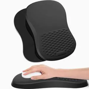 Ergonomic Joint Wrist Support Mouse Pad with Memory Foam Cushion Massage Bump, Carpal Tunnel Pain Relief Mousepad Slope Design for Wrist Rest, 11.8x7.9 in, Black