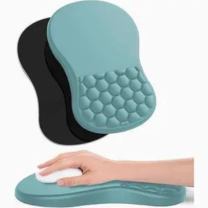 Ergonomic Joint Wrist Support Mouse Pad with Memory Foam Cushion Massage Bump, Carpal Tunnel Pain Relief Mousepad Slope Design for Wrist Rest, 11.8x7.9 in,Deep blue