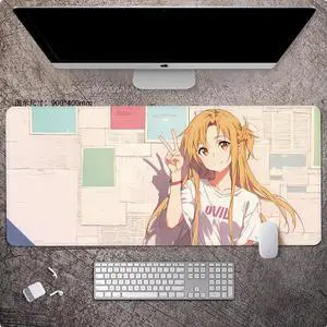 Sword Art Online  Asuna anime mouse pad Extended Gaming Mouse Pad with Stitched Edges Large Mouse pad with Non-Slip  Rubber Base for Work & Gaming, Offi ce & Home, 900*400mm