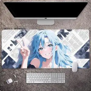 Sword Art Online Asuna anime mouse pad Extended Gaming Mouse Pad with Stitched Edges Large Mouse pad with Non-Slip Rubber Base for Work & Gaming, Offi ce & Home, 900*400mm