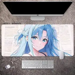 Sword Art Online Asuna anime mouse pad Extended Gaming Mouse Pad with Stitched Edges Large Mouse pad with Non-Slip Rubber Base for Work & Gaming, Offi ce & Home, 900*400mm