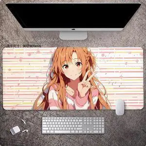 Sword Art Online Asuna anime mouse pad Extended Gaming Mouse Pad with Stitched Edges Large Mouse pad with Non-Slip Rubber Base for Work & Gaming, Offi ce & Home, 900*400mm