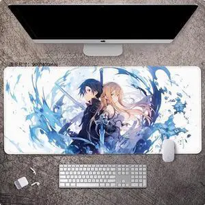 Sword Art Online anime mouse pad Extended Gaming Mouse Pad with Stitched Edges Large Mouse pad with Non-Slip Rubber Base for Work & Gaming, Offi ce & Home, 900*400mm