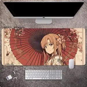 Sword Art Online anime mouse pad Extended Gaming Mouse Pad with Stitched Edges Large Mouse pad with Non-Slip Rubber Base for Work & Gaming, Offi ce & Home, 900*400mm