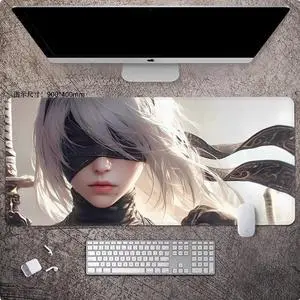 NieR:Automata 2B mouse pad Extended Gaming Mouse Pad with Stitched Edges Large Mouse pad with Non-Slip Rubber Base for  Work & Gaming, Offi ce & Home, 900*400mm
