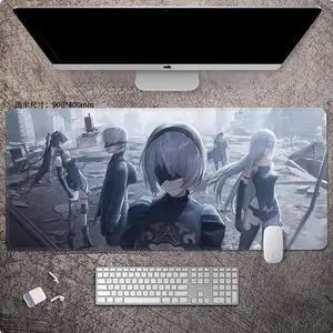 NieR:Automata 2B mouse pad Extended Gaming Mouse Pad with Stitched Edges Large Mouse pad with Non-Slip Rubber Base for Work & Gaming, Offi ce & Home, 900*400mm