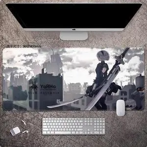 NieR:Automata 2B mouse pad Extended Gaming Mouse Pad with Stitched Edges Large Mouse pad with Non-Slip Rubber Base for Work & Gaming, Offi ce & Home, 900*400mm