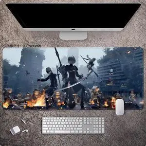 NieR:Automata 2B mouse pad Extended Gaming Mouse Pad with Stitched Edges Large Mouse pad with Non-Slip Rubber Base for Work & Gaming, Offi ce & Home, 900*400mm