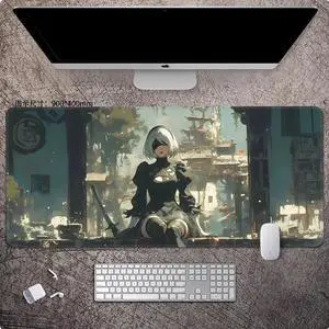 NieR:Automata 2B mouse pad Extended Gaming Mouse Pad with Stitched Edges Large Mouse pad with Non-Slip Rubber Base for Work & Gaming, Offi ce & Home, 900*400mm