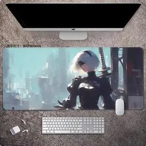 NieR:Automata 2B mouse pad Extended Gaming Mouse Pad with Stitched Edges Large Mouse pad with Non-Slip Rubber Base for Work & Gaming, Offi ce & Home, 900*400mm