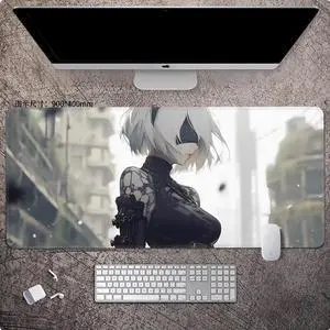 NieR:Automata 2B mouse pad Extended Gaming Mouse Pad with Stitched Edges Large Mouse pad with Non-Slip Rubber Base for Work & Gaming, Offi ce & Home, 900*400mm