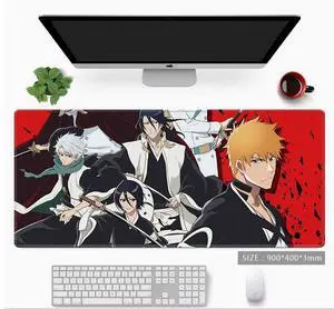 BLEACH anime mouse pad Extended Gaming Mouse Pad with Stitched Edges Large Mouse pad with Non-Slip Rubber Base for Work & Gaming, Offi ce & Home, 900*400mm