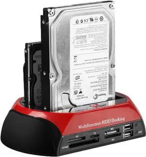 Hard Drive Docking Station For SATA and IDE, USB to 2.5/3.5 Inch SATA IDE Dual bay External Enclosure, All in 1 Card Reader XD/TF/MS/CF/ SD card, USB Hub function. for 2.5" 3.5" IDE SATA I/II/III HDD
