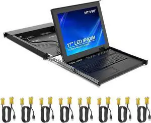 MT-VIKI   8 Port Rack Mount KVM Over IP Remote Access, IP KVM Console w/17'' LCD Monitor, 1 Local & 1 Remote Access, Included 8 KVM Cables