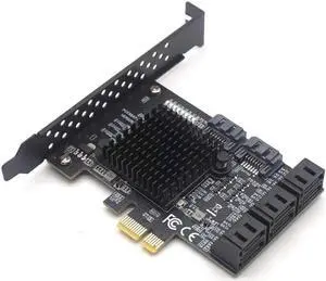 GOLDENDISK 8 Ports SATA 3.0 to PCIe Expansion Card PCI Express 8 SATA Adapter 8 Port SATA 3 Converter with Heat Sink 88SE9215 Chip for HDD