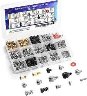 502pc Assorted PC Computer Screws Set | Motherboard Standoffs Screw Kit for HDD Hard Drive, Case, Fan, Graphics, Chassis, ATX Case for DIY & Repair