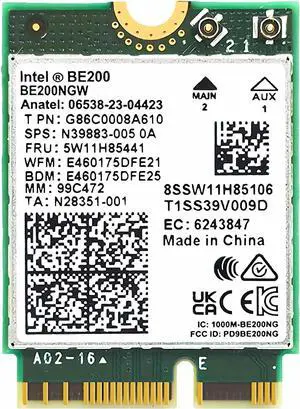 WiFi 7 BE200 NGW Wireless Card, Tri-Band 6GHz/5GHz/2.4GHz M.2 NGFF Bluetooth 5.4, Support Windows 10/11(64 bit)/Linux, Not Support AMD. (Single Card)