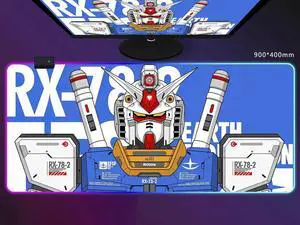 Extended Large Mouse Pad GunDam RX-78-2 RGB Gaming Mice Mat Anti-Slip Natural Rubber Base for Home Office Work 35.4*15.7*0.16 inch(900*400mm) 300*250mm