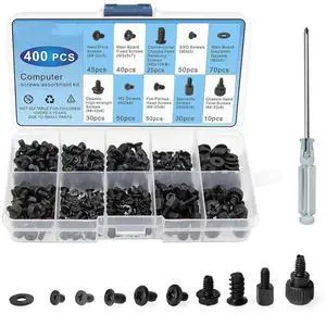 400Pcs Computer Screws Standoffs Kit SSD Screw for Universal Motherboard PC Computer Case Screw Fan CD-ROM with Screwdriver