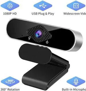 Full HD 1080p Webcam, Webcam with Microphone Streaming Computer Web Cam for PC Laptop Desktop 360 Degree Rotation Computer Camera Highly Compatible with Win10/8/8.1/7/XP Linux Mac