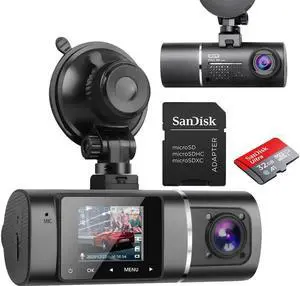 Dual Dash Cam Hardwire Kit Included FHD 1080p+1080p Front Inside Cabin Car Camera Driving Recorder with Infrared Night Vision WDR G-Sensor Loop Recording for Taxi Rideshare