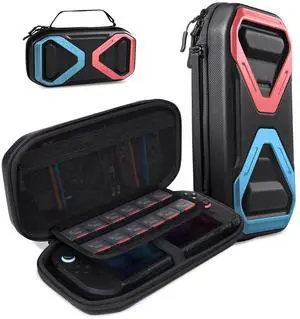 SUPCASE for Nintendo Switch 2 Carrying Case 2025, [12 Game Card Storage] [Military-Grade Protection] Spacious Portable Hard Shell Travel Bag for Nintendo Switch 2 Console & Accessories, Blue/Red