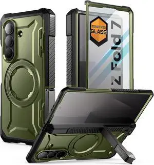 SUPCASE for Samsung Galaxy Z Fold 7 Case with Kickstand (UB Grip), [Compatible with MagSafe] [Built-in Tempered Glass Screen Protector] [Hinge Coverage] Military-Grade Protection Phone Case, Guldan